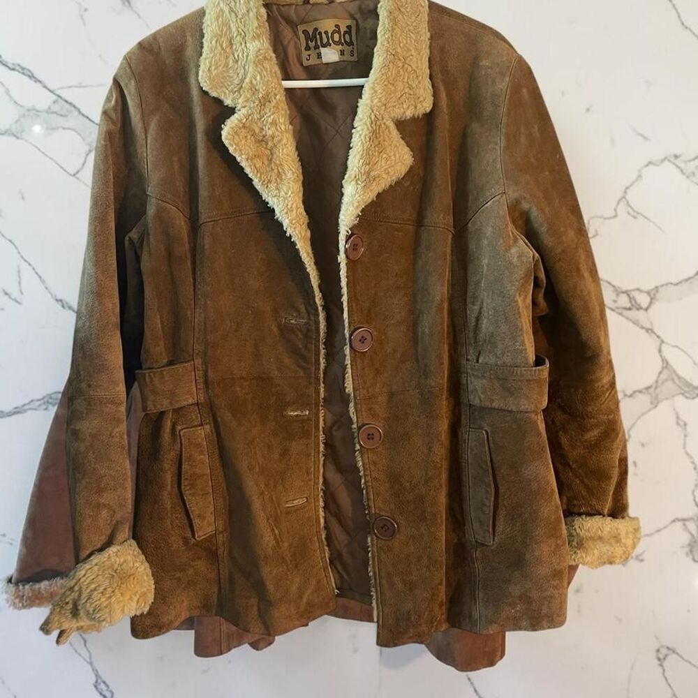Mudd Jeans XL Brown Faux Suede Penny Lane Jacket Y2K Bratz Boho Coat XL - Picture 6 of 8